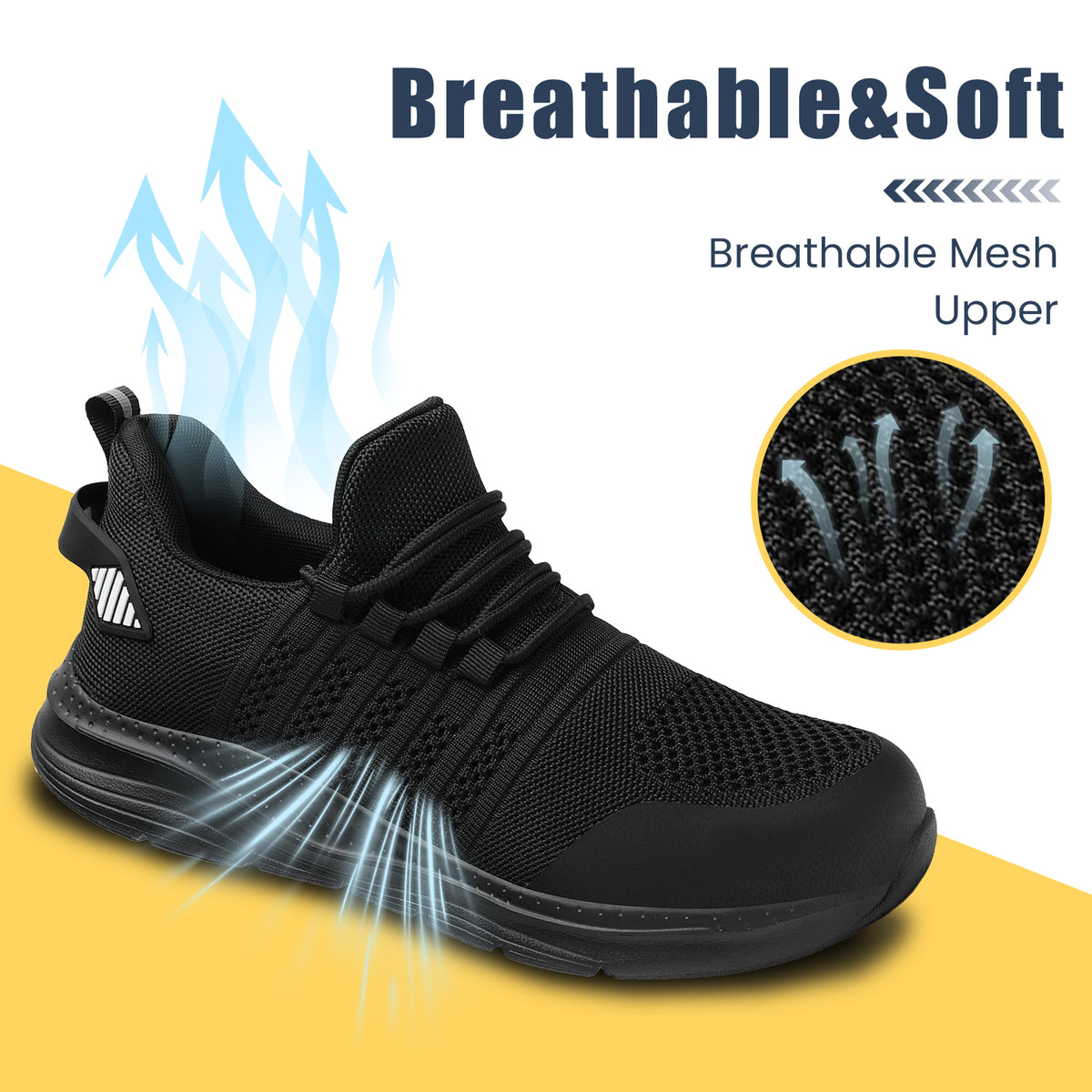 Fidabo Steel Toe Shoes for Men and Women Comfortable Lightweight Work Safety Shoes Puncture Proof Slip Resistant Indestructible Sneakers Suitable for Construction Work